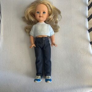 Vintage 1980s TOMY Doll Kimberly Blue Eyes, Blonde Hair, Jeans, Sneakers, Outfit
